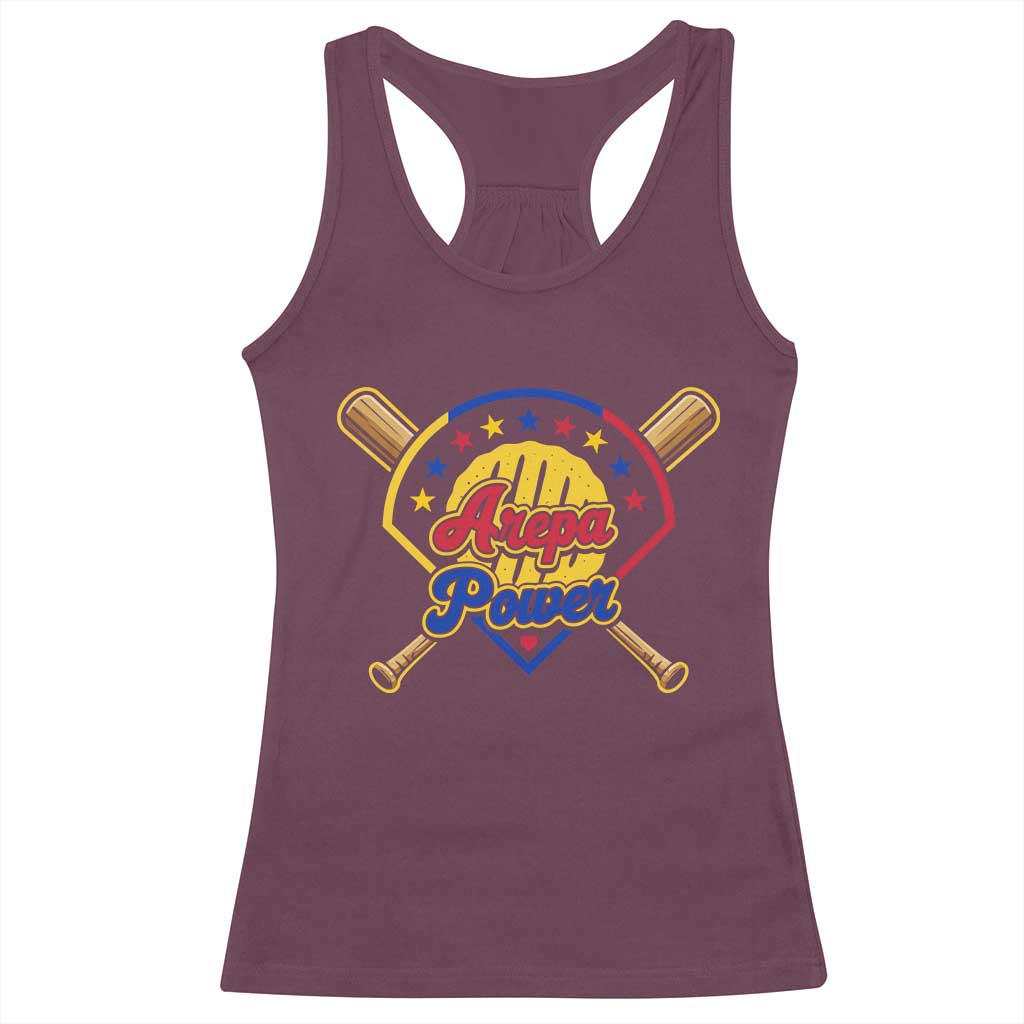 Arepa Power Venezuela Baseball Lover Racerback Tank Top Venezuelan Pride TS11 Maroon Print Your Wear