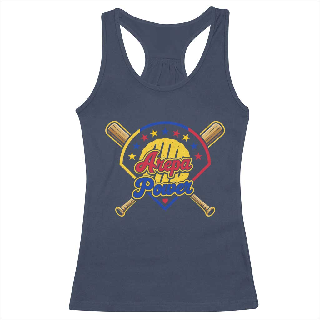 Arepa Power Venezuela Baseball Lover Racerback Tank Top Venezuelan Pride TS11 Navy Print Your Wear