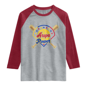 Arepa Power Venezuela Baseball Lover Raglan Shirt Venezuelan Pride TS11 Heather Gray Heather Red Print Your Wear