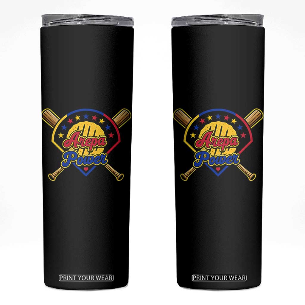 Arepa Power Venezuela Baseball Lover Skinny Tumbler Venezuelan Pride TS11 Black Print Your Wear