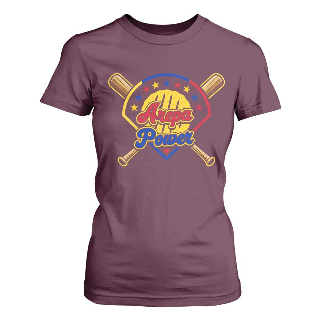 Arepa Power Venezuela Baseball Lover T Shirt For Women Venezuelan Pride TS11 Maroon Print Your Wear