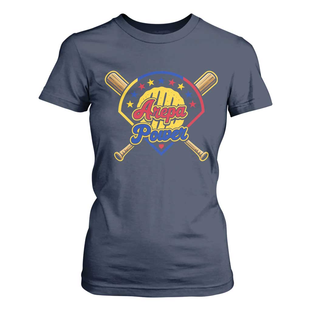 Arepa Power Venezuela Baseball Lover T Shirt For Women Venezuelan Pride TS11 Navy Print Your Wear