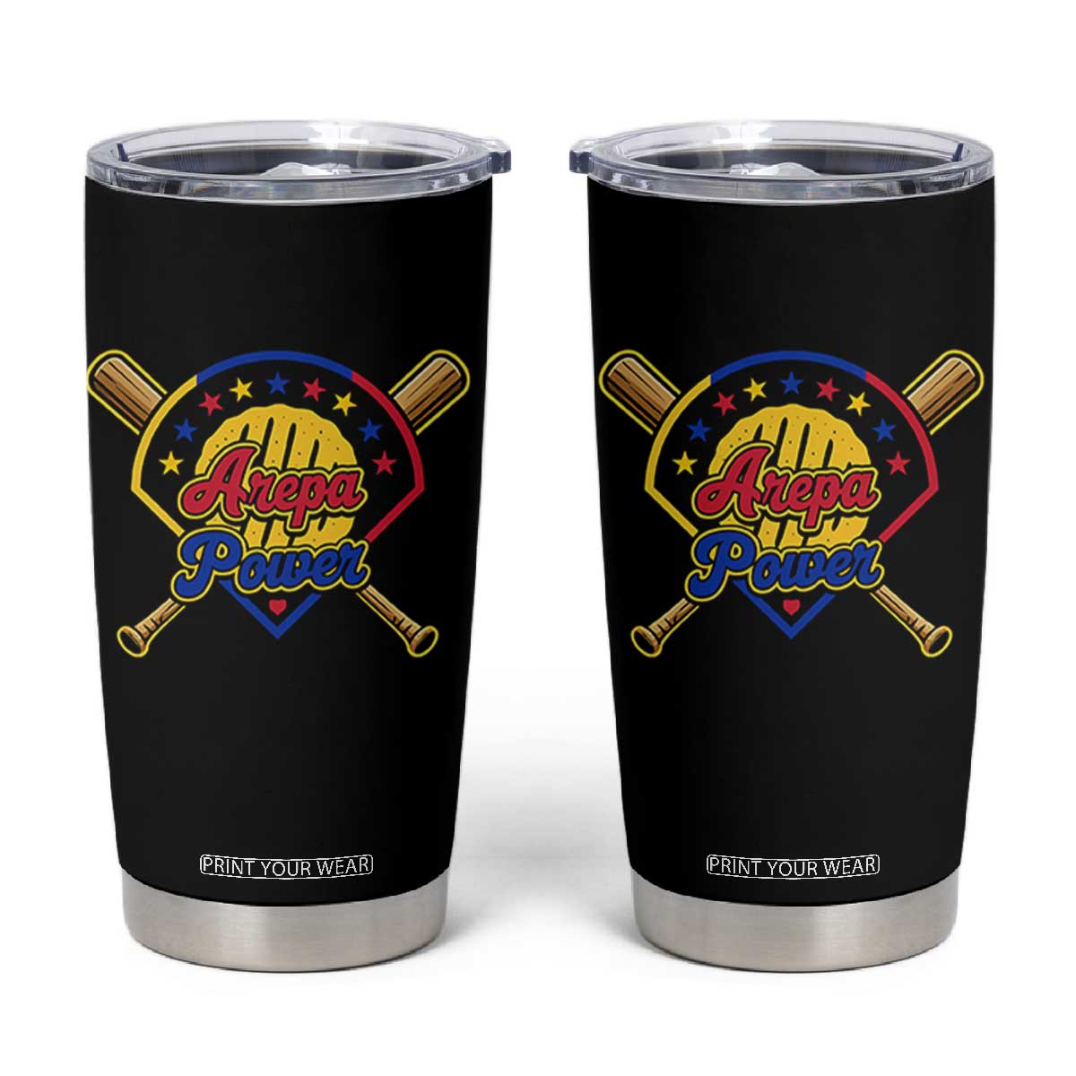 Arepa Power Venezuela Baseball Lover Tumbler Cup Venezuelan Pride TS11 Black Print Your Wear