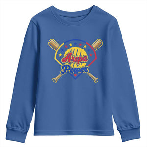 Arepa Power Venezuela Baseball Lover Youth Sweatshirt Venezuelan Pride TS11 Royal Blue Print Your Wear
