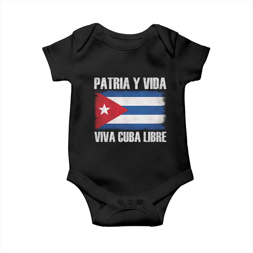 Patria y Vida Cuba Libre Baby Onesie Freedom Patriotic Cuban Flag TS11 Black Print Your Wear