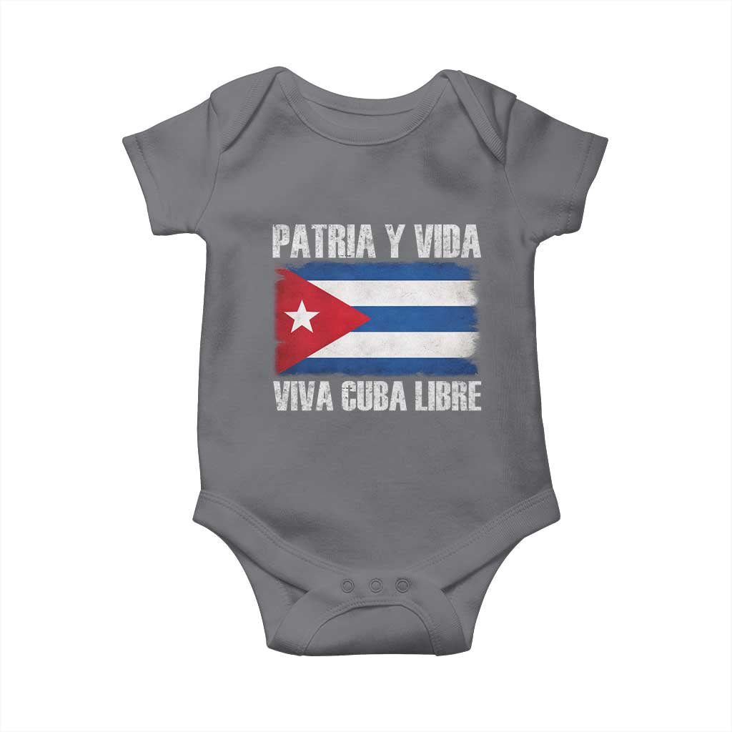 Patria y Vida Cuba Libre Baby Onesie Freedom Patriotic Cuban Flag TS11 Charcoal Print Your Wear