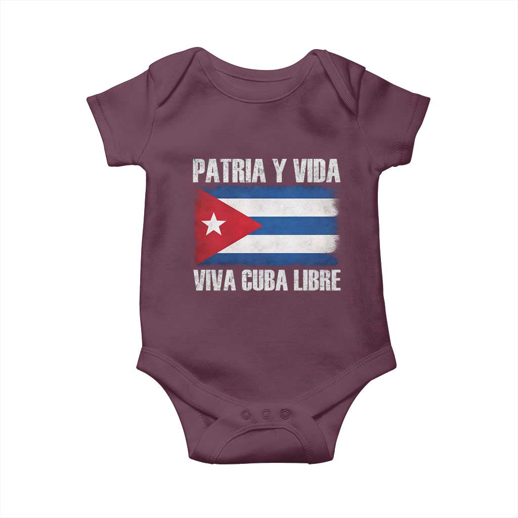 Patria y Vida Cuba Libre Baby Onesie Freedom Patriotic Cuban Flag TS11 Maroon Print Your Wear