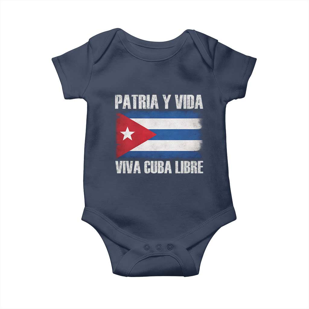 Patria y Vida Cuba Libre Baby Onesie Freedom Patriotic Cuban Flag TS11 Navy Print Your Wear