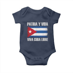 Patria y Vida Cuba Libre Baby Onesie Freedom Patriotic Cuban Flag TS11 Navy Print Your Wear