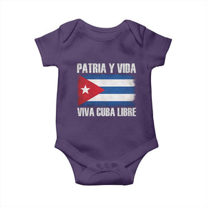 Patria y Vida Cuba Libre Baby Onesie Freedom Patriotic Cuban Flag TS11 Purple Print Your Wear