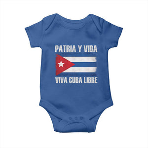 Patria y Vida Cuba Libre Baby Onesie Freedom Patriotic Cuban Flag TS11 Royal Blue Print Your Wear