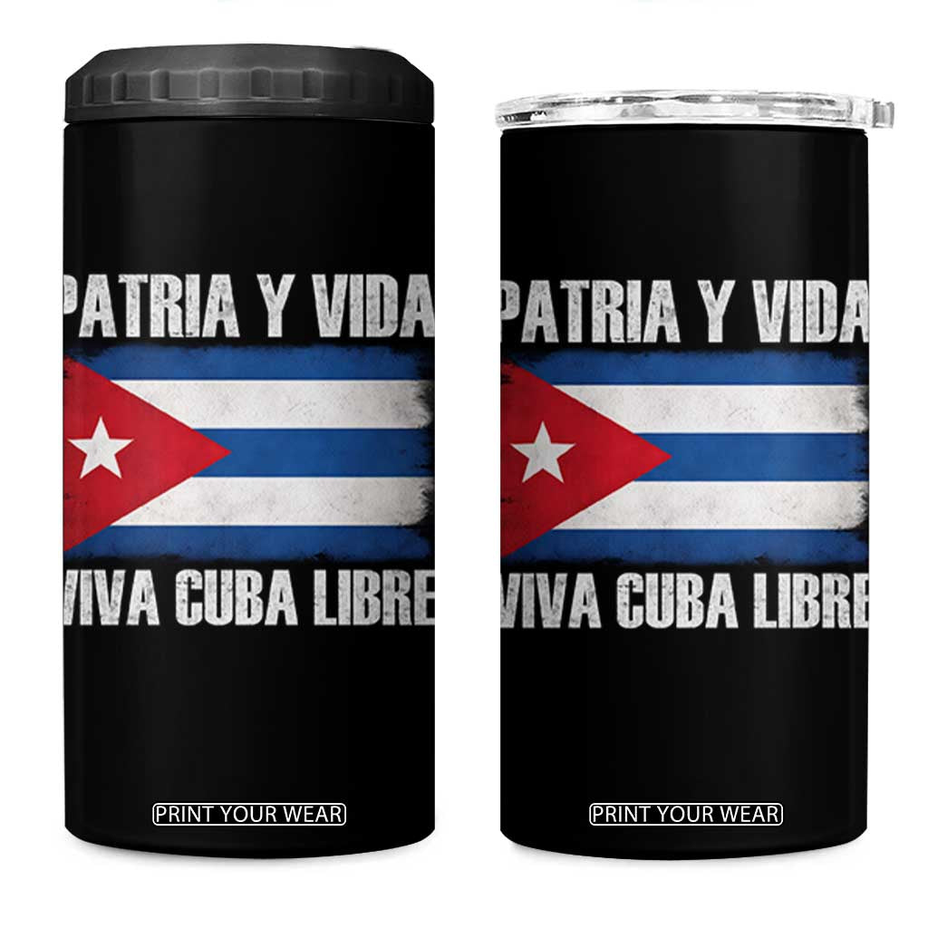 Patria y Vida Cuba Libre 4 in 1 Can Cooler Tumbler Freedom Patriotic Cuban Flag TS11 One Size: 16 oz Black Print Your Wear