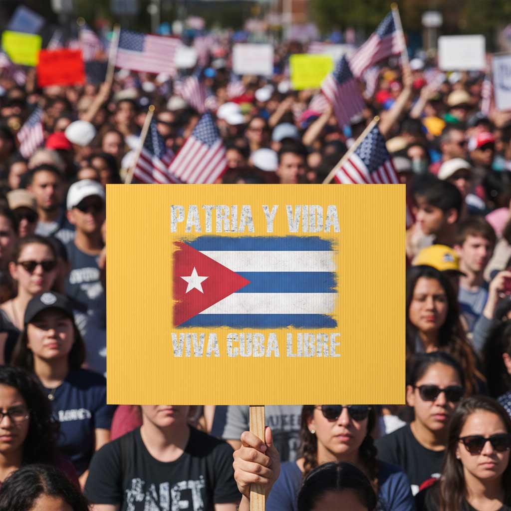 Patria y Vida Cuba Libre Protest Sign Freedom Patriotic Cuban Flag TS11 Horizontal 18
