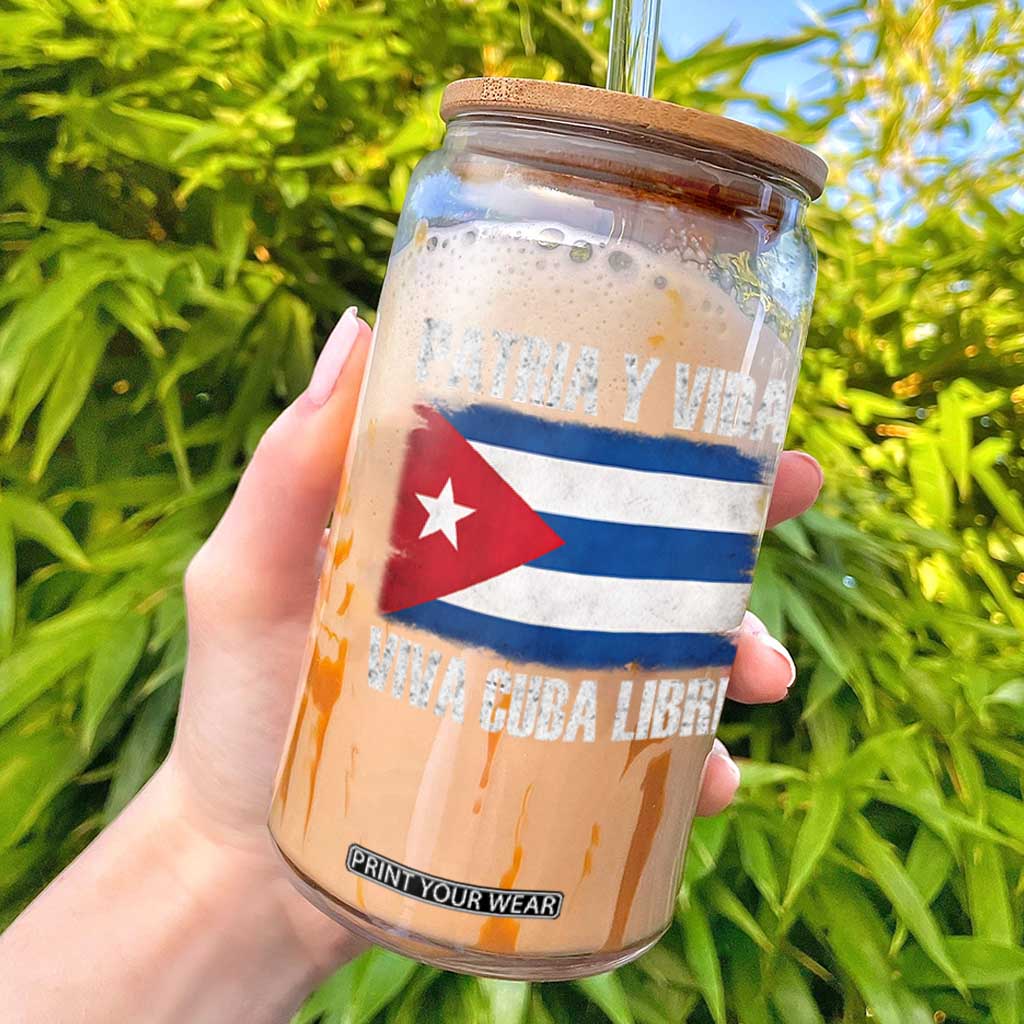 Patria y Vida Cuba Libre Glass Can Freedom Patriotic Cuban Flag TS11 Black Print Your Wear