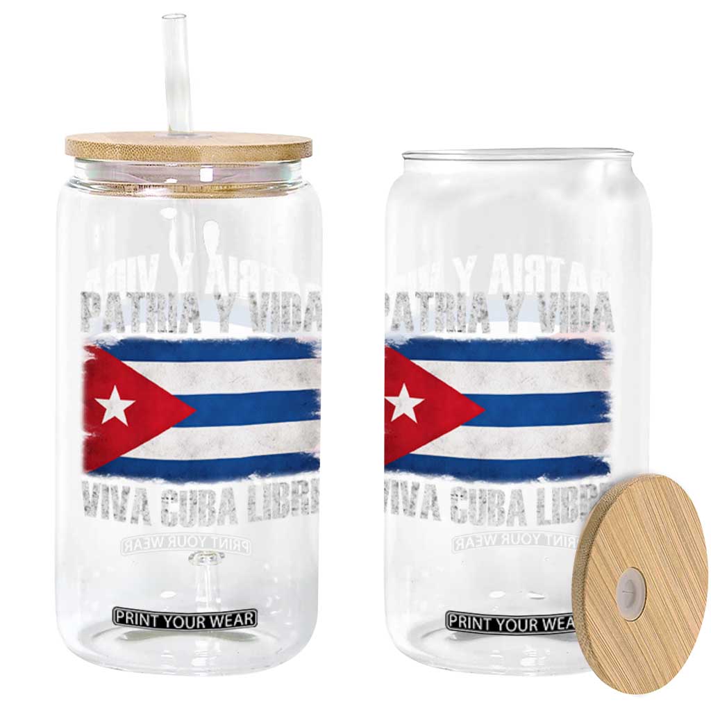 Patria y Vida Cuba Libre Glass Can Freedom Patriotic Cuban Flag TS11 Print Your Wear