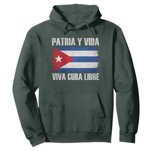 Patria y Vida Cuba Libre Hoodie Freedom Patriotic Cuban Flag TS11 Dark Forest Green Print Your Wear