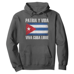 Patria y Vida Cuba Libre Hoodie Freedom Patriotic Cuban Flag TS11 Dark Heather Print Your Wear