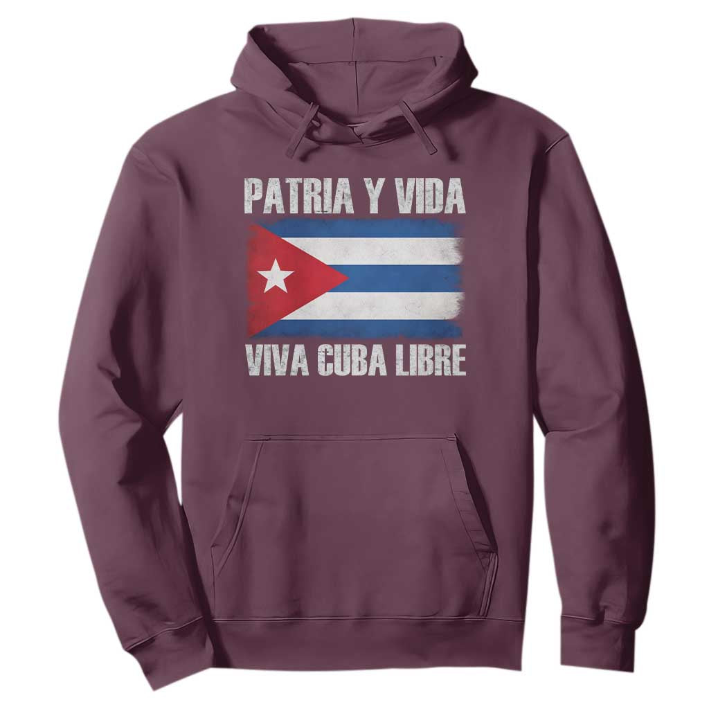 Patria y Vida Cuba Libre Hoodie Freedom Patriotic Cuban Flag TS11 Maroon Print Your Wear
