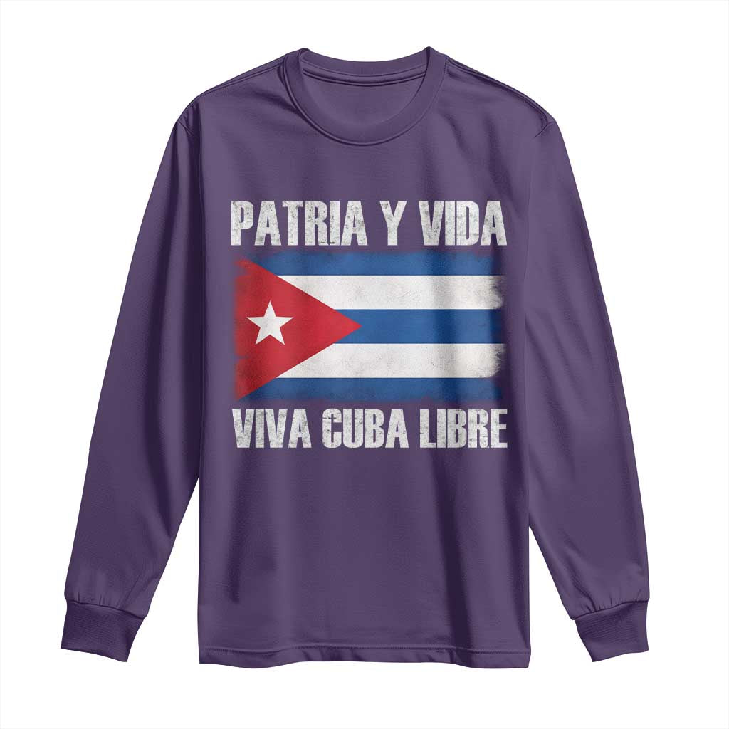 Patria y Vida Cuba Libre Long Sleeve Shirt Freedom Patriotic Cuban Flag TS11 Purple Print Your Wear