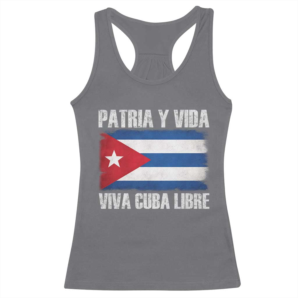 Patria y Vida Cuba Libre Racerback Tank Top Freedom Patriotic Cuban Flag TS11 Charcoal Print Your Wear