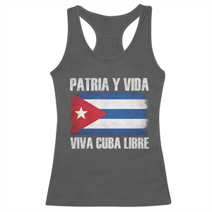 Patria y Vida Cuba Libre Racerback Tank Top Freedom Patriotic Cuban Flag TS11 Dark Heather Print Your Wear