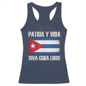 Patria y Vida Cuba Libre Racerback Tank Top Freedom Patriotic Cuban Flag TS11 Navy Print Your Wear
