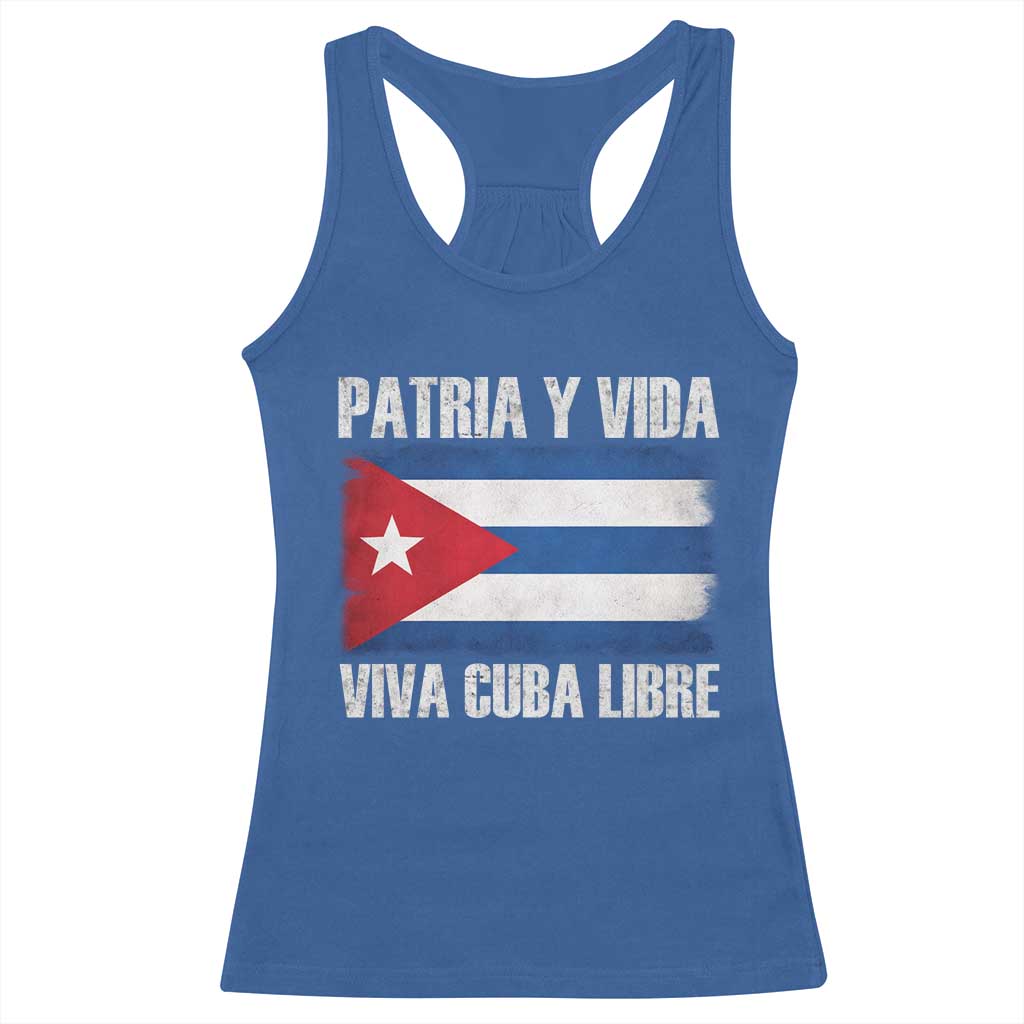 Patria y Vida Cuba Libre Racerback Tank Top Freedom Patriotic Cuban Flag TS11 Royal Blue Print Your Wear