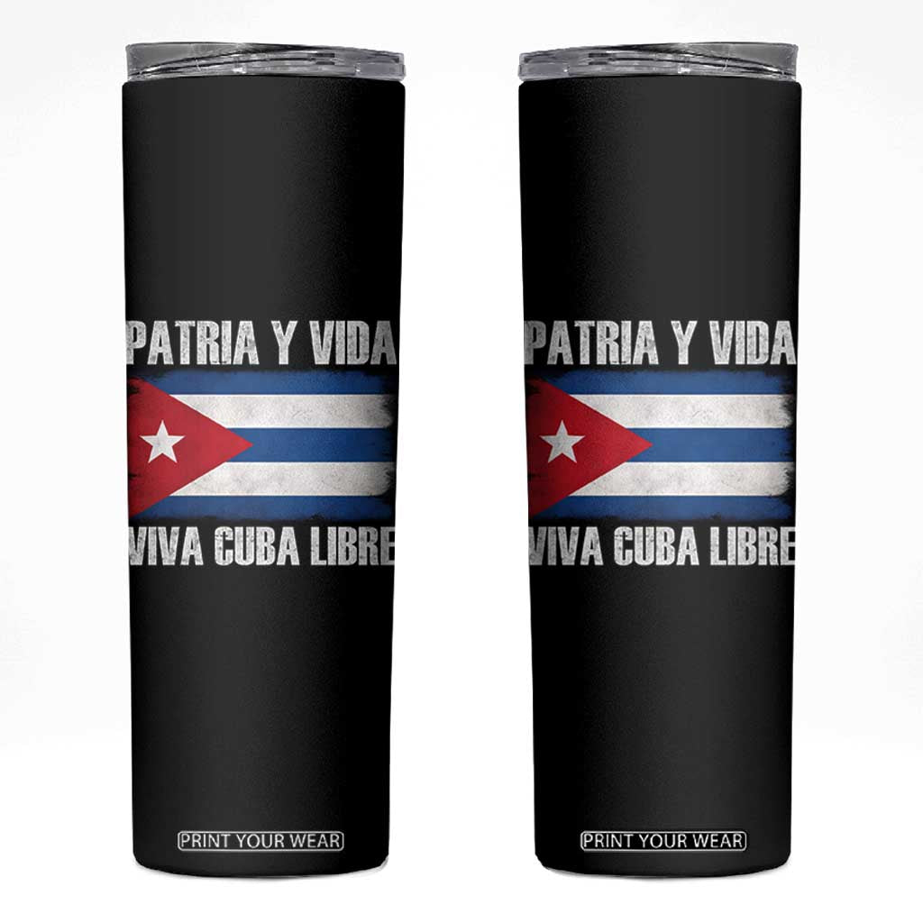 Patria y Vida Cuba Libre Skinny Tumbler Freedom Patriotic Cuban Flag TS11 Black Print Your Wear