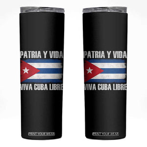 Patria y Vida Cuba Libre Skinny Tumbler Freedom Patriotic Cuban Flag TS11 Black Print Your Wear