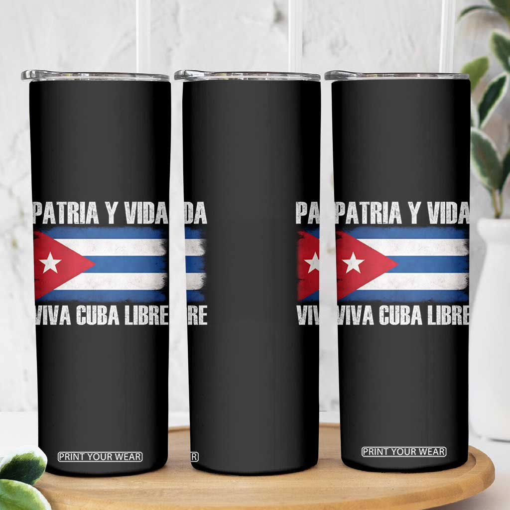 Patria y Vida Cuba Libre Skinny Tumbler Freedom Patriotic Cuban Flag TS11 Print Your Wear