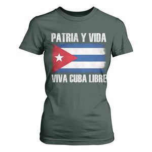 Patria y Vida Cuba Libre T Shirt For Women Freedom Patriotic Cuban Flag TS11 Dark Forest Green Print Your Wear