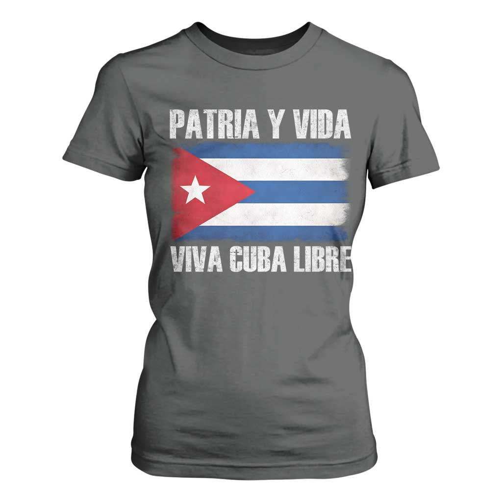 Patria y Vida Cuba Libre T Shirt For Women Freedom Patriotic Cuban Flag TS11 Dark Heather Print Your Wear