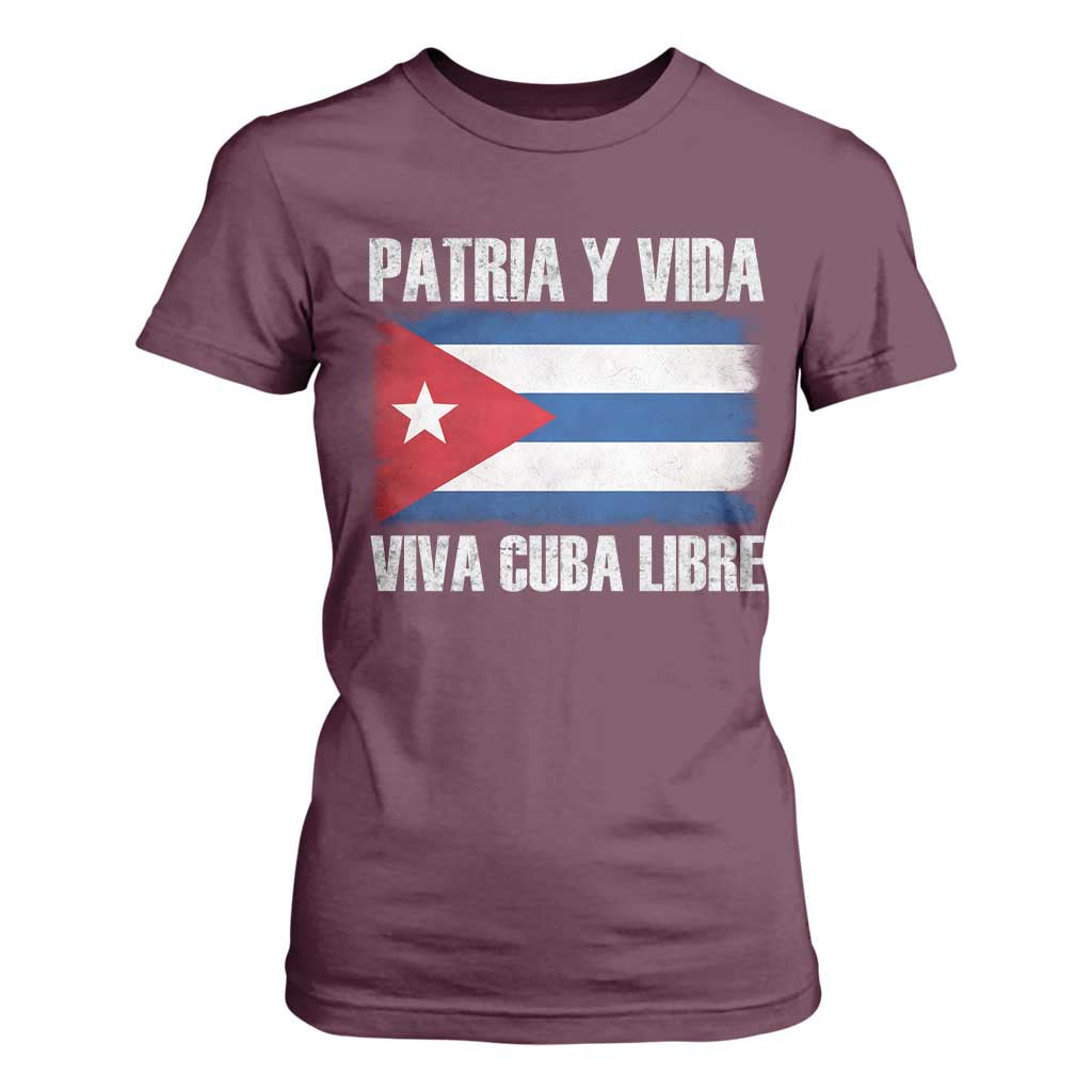 Patria y Vida Cuba Libre T Shirt For Women Freedom Patriotic Cuban Flag TS11 Maroon Print Your Wear