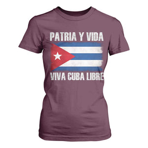 Patria y Vida Cuba Libre T Shirt For Women Freedom Patriotic Cuban Flag TS11 Maroon Print Your Wear