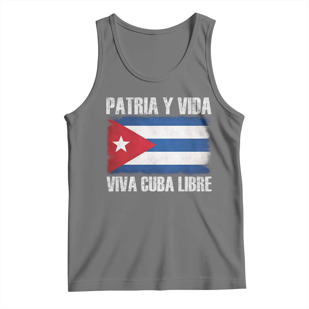 Patria y Vida Cuba Libre Tank Top Freedom Patriotic Cuban Flag TS11 Black Heather Print Your Wear