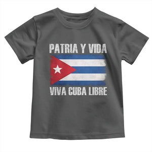 Patria y Vida Cuba Libre Toddler T Shirt Freedom Patriotic Cuban Flag TS11 Dark Heather Print Your Wear
