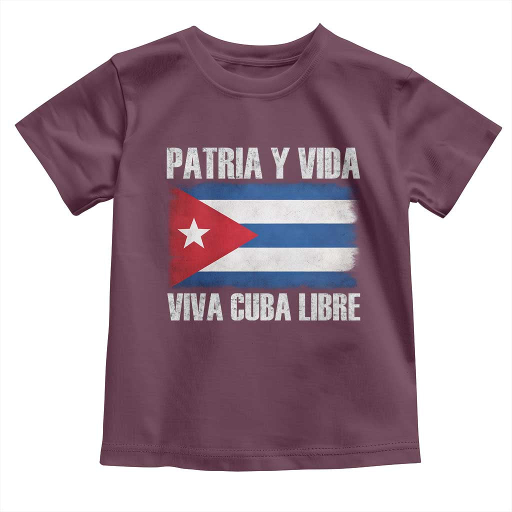 Patria y Vida Cuba Libre Toddler T Shirt Freedom Patriotic Cuban Flag TS11 Maroon Print Your Wear