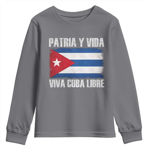 Patria y Vida Cuba Libre Youth Sweatshirt Freedom Patriotic Cuban Flag TS11 Charcoal Print Your Wear
