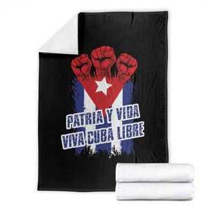Patria y Vida Cuba Libre Throw Blanket Cuba Flag Fist Freedom Movement TS11 Black Print Your Wear