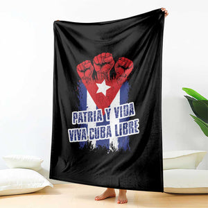 Patria y Vida Cuba Libre Throw Blanket Cuba Flag Fist Freedom Movement TS11 Print Your Wear