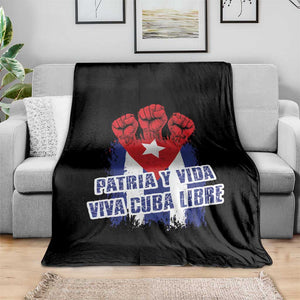Patria y Vida Cuba Libre Throw Blanket Cuba Flag Fist Freedom Movement TS11 Print Your Wear