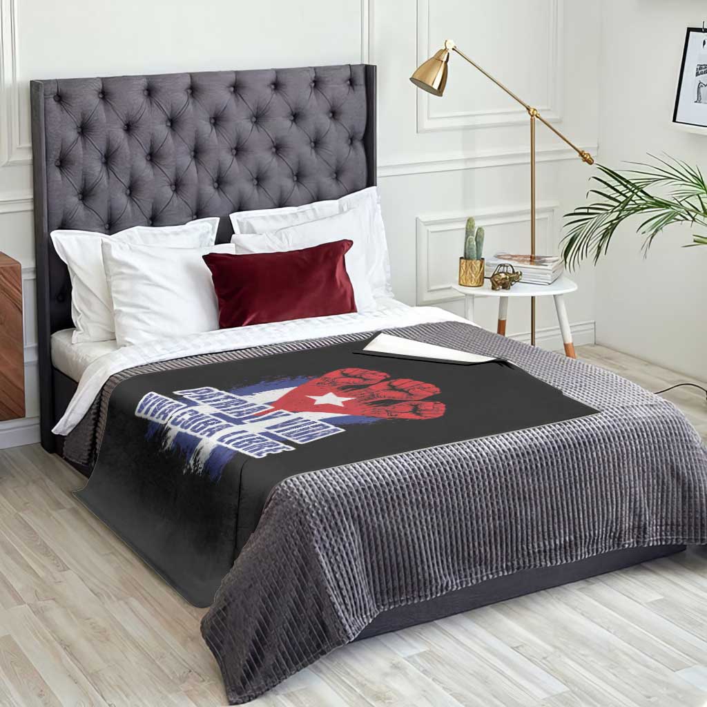 Patria y Vida Cuba Libre Throw Blanket Cuba Flag Fist Freedom Movement TS11 Print Your Wear