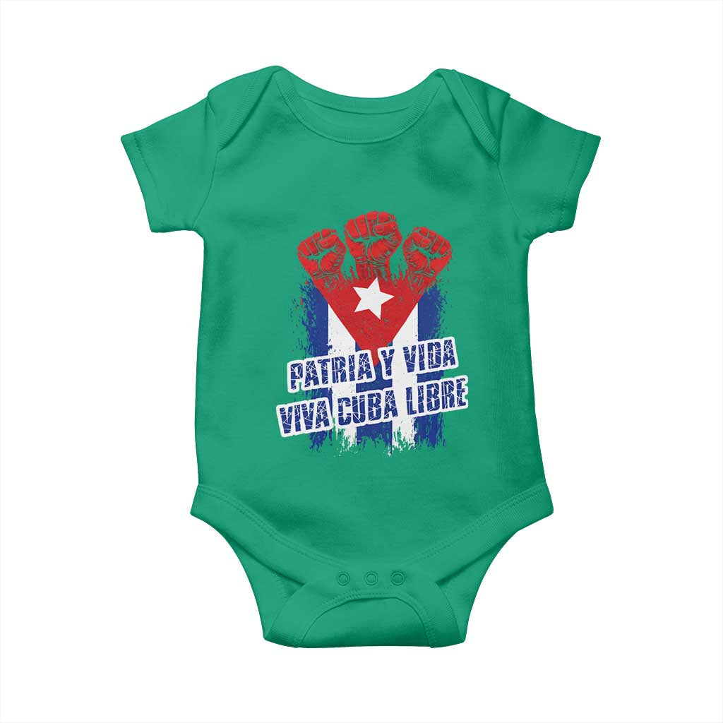 Patria y Vida Cuba Libre Baby Onesie Cuba Flag Fist Freedom Movement TS11 Irish Green Print Your Wear