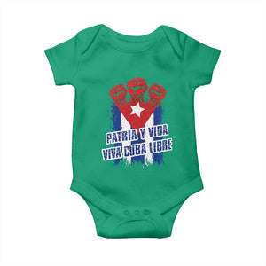 Patria y Vida Cuba Libre Baby Onesie Cuba Flag Fist Freedom Movement TS11 Irish Green Print Your Wear