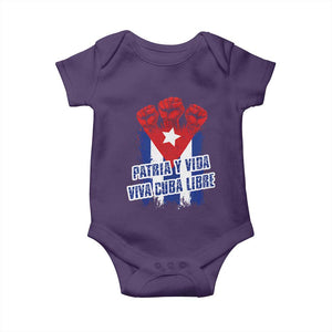 Patria y Vida Cuba Libre Baby Onesie Cuba Flag Fist Freedom Movement TS11 Purple Print Your Wear