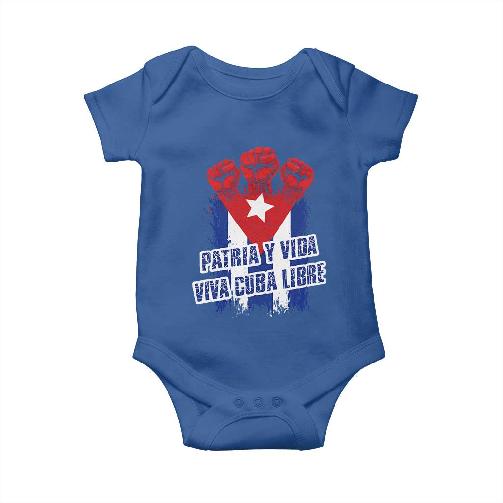 Patria y Vida Cuba Libre Baby Onesie Cuba Flag Fist Freedom Movement TS11 Royal Blue Print Your Wear