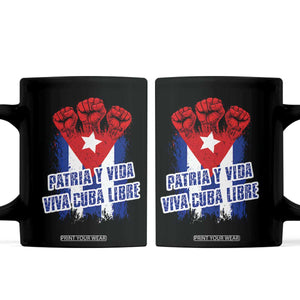 Patria y Vida Cuba Libre Coffee Mug Cuba Flag Fist Freedom Movement TS11 Black Print Your Wear