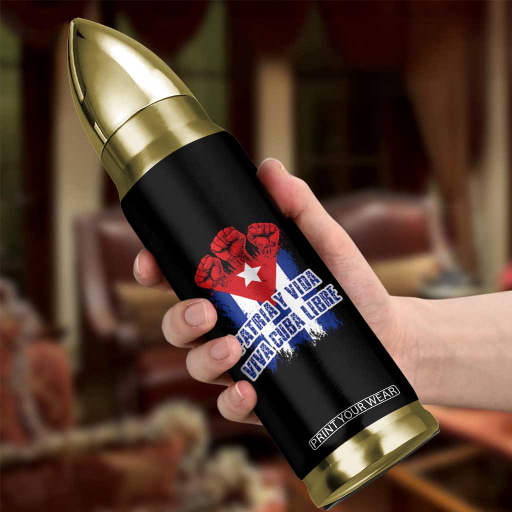 Patria y Vida Cuba Libre Bullet Tumbler Cuba Flag Fist Freedom Movement TS11 Print Your Wear