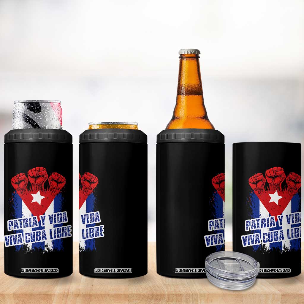 Patria y Vida Cuba Libre 4 in 1 Can Cooler Tumbler Cuba Flag Fist Freedom Movement TS11 Print Your Wear