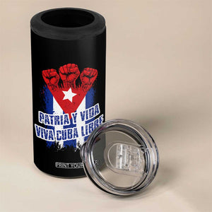 Patria y Vida Cuba Libre 4 in 1 Can Cooler Tumbler Cuba Flag Fist Freedom Movement TS11 Print Your Wear